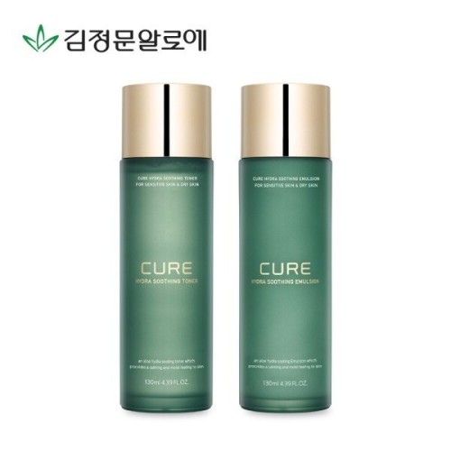 (10%추가쿠폰) 김정문알로에 큐어 하이드라 수딩 토너+에멀젼 130ml